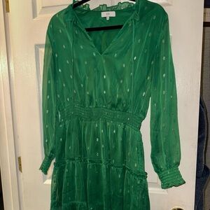 NSR Vibrant Green V-Neck Dress